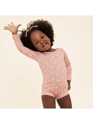 Maiô Uv Com Proteção Solar Bebê ML Estampa Flamingo Rose