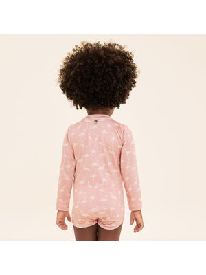Maiô Uv Com Proteção Solar Bebê ML Estampa Flamingo Rose