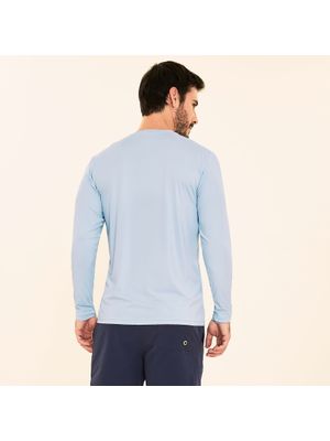 Camisa UV Masculina Com Proteção Solar Uvpro Logo Ml Azul Céu