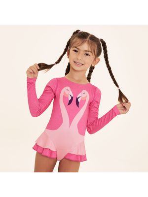 Maiô Menina Uv Com Proteção Solar - Flamingo