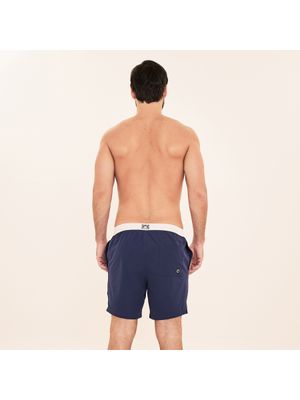 Shorts Acqua Boxer Masculino UV Com Proteção Solar Marinho/ Off White