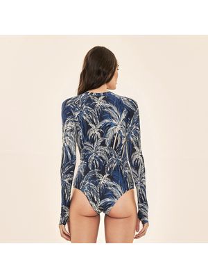 Maiô UV Com Proteção Solar Macaé - ESTAMPA COQUEIROS MARINHO