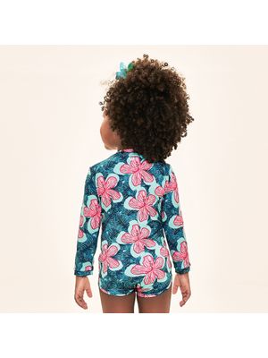 Maiô UV Bebê Com Proteção Solar ML - ESTAMPA HIBISCUS