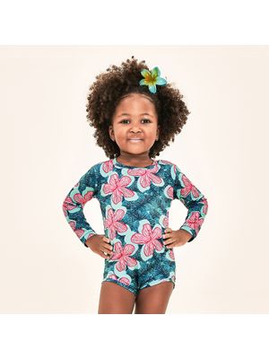 Maiô UV Bebê Com Proteção Solar ML - ESTAMPA HIBISCUS